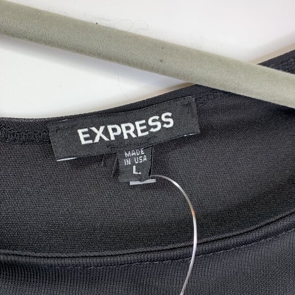 Express Ruched Long Sleeve Sheer New Years Eve Dress Size L Black NWT - Picture 7 of 10